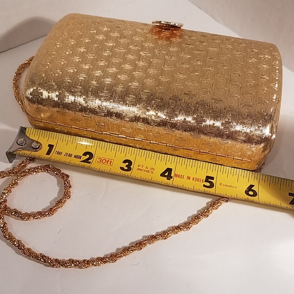 Saks Fifth Ave. Gold Metal Purse Made in Italy - Picture 7 of 8